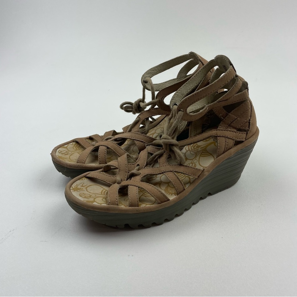 Fly London Yuke Gladiator Wedge Heel Sandals Women’s Size 37 US 6.5-7